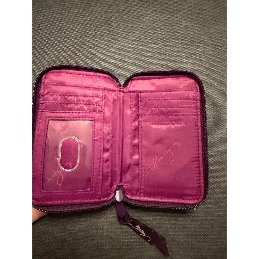 Vera Bradley All In One Crossbody Wallet Purple Floral‎ Quilted Cotton Small - Picture 4 of 5